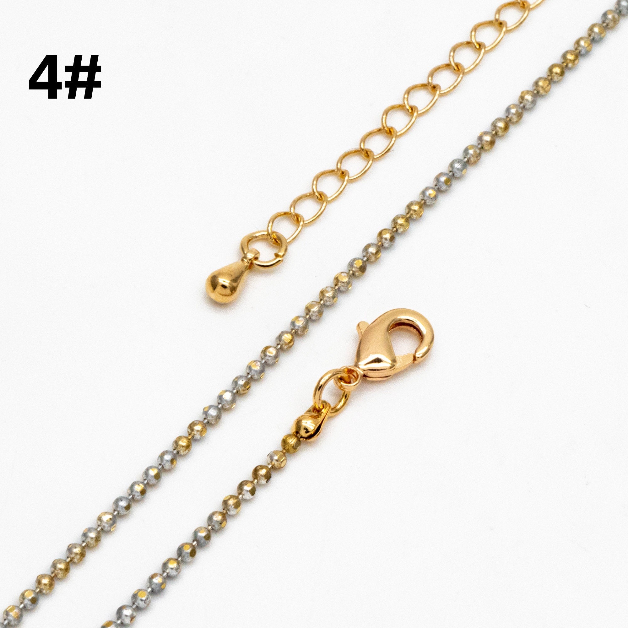 Gold Faceted Ball Beaded Chain, Finished Bracelet/ Anklet/ Necklace with Extender Chain, Ready to Wear (#LK-256)